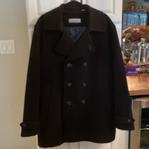Joseph Abboud black wool size large wool pea coat - Picture 1 of 6